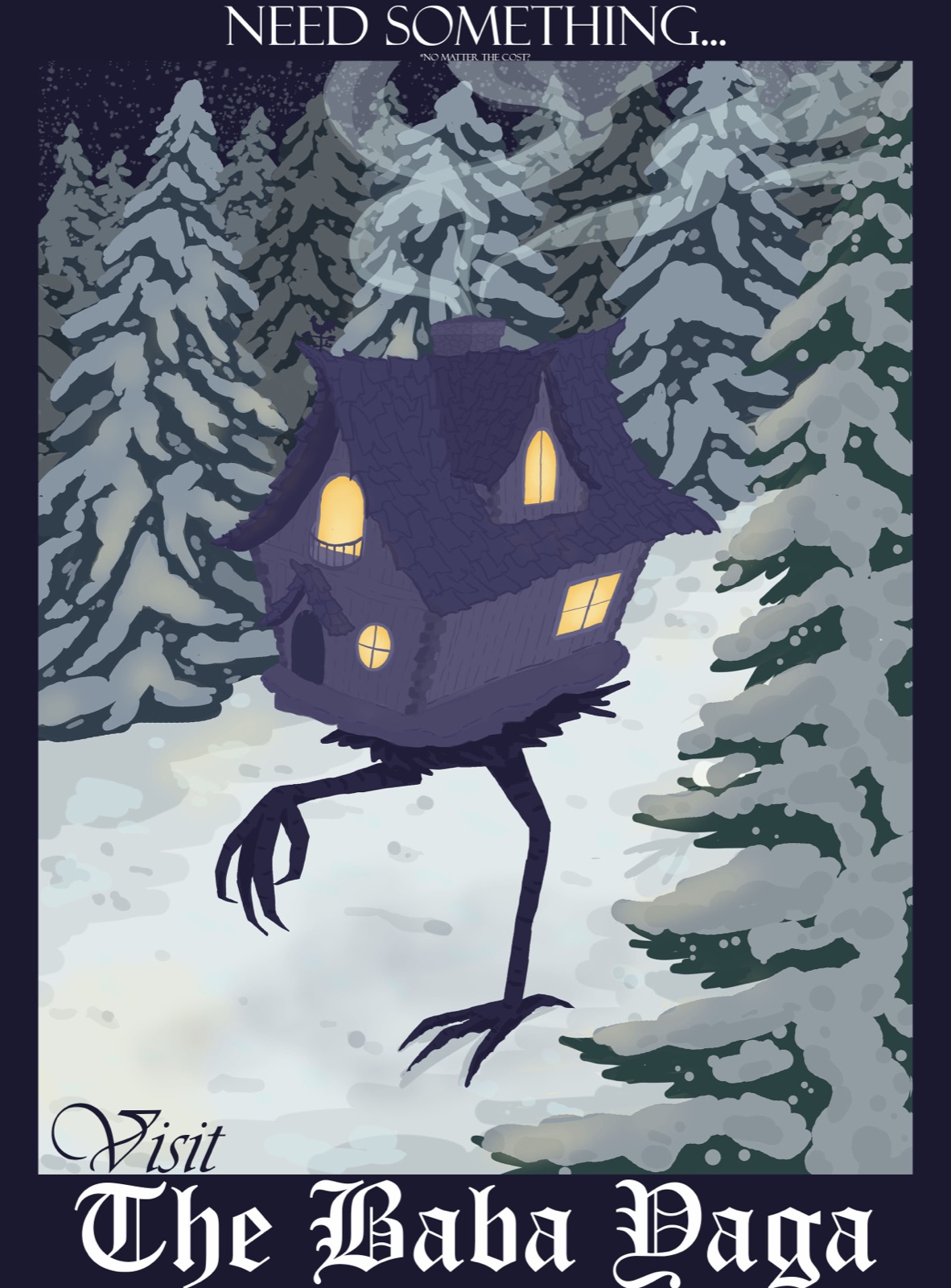 The Baba Yaga — illustrated travel poster